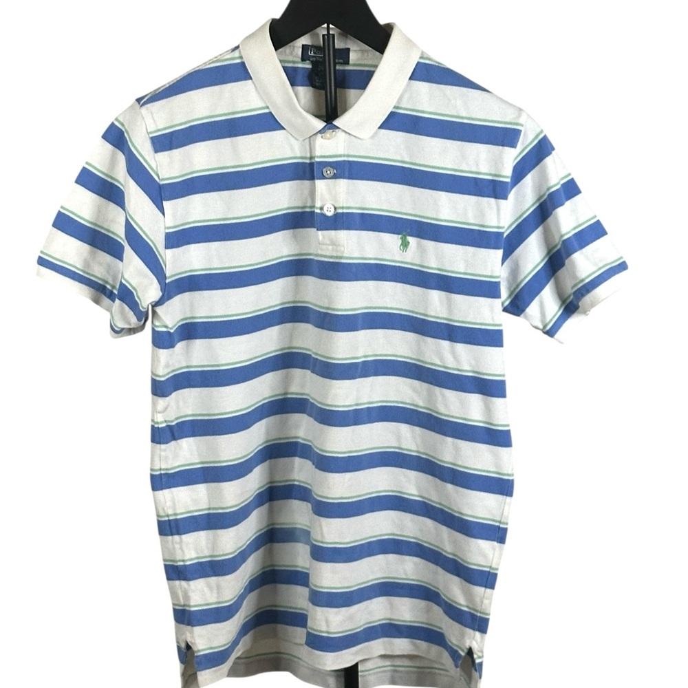 Polo by Ralph Lauren Boys’ Striped Polo Shirt L (16/18) Blue Green White - Picture 3 of 5